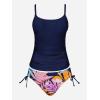 imageCUPSHE Womens Tankini Sets Two Piece Swimsuit Scoop Neck Ruched Adjustable Straps Drawstring Mid RiseNavy BlueTropical