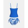 imageCUPSHE Womens Tankini Sets Two Piece Swimsuit Scoop Neck Ruched Adjustable Straps Drawstring Mid RiseRoyal BlueFloral