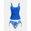 imageCUPSHE Womens Tankini Sets Two Piece Swimsuit Scoop Neck Ruched Adjustable Straps Drawstring Mid RiseRoyal BlueFloral