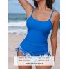 imageCUPSHE Womens Tankini Sets Two Piece Swimsuit Scoop Neck Ruched Adjustable Straps Drawstring Mid RiseRoyal BlueFloral
