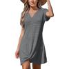imageCUPSHE Women Swimsuit Cover Ups Short Sleeve Waffle Twist Front Summer Mini Beach Coverup DressDark Grey