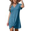 imageCUPSHE Women Swimsuit Cover Ups Short Sleeve Waffle Twist Front Summer Mini Beach Coverup DressLake Blue