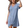 imageCUPSHE Women Swimsuit Cover Ups Short Sleeve Waffle Twist Front Summer Mini Beach Coverup DressSky Blue
