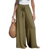 imageCUPSHE Women Wide Leg Pants High Waisted Trousers Linen Palazzo Lounge Beach Cover Ups Flowy PantsArmy Green