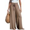 imageCUPSHE Women Wide Leg Pants High Waisted Trousers Linen Palazzo Lounge Beach Cover Ups Flowy PantsCoffee