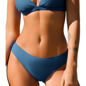 imageCUPSHE Womens Swimsuit Bikini Bottom Low Rise Bathing SuitSteel Blue