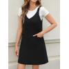 imageCUPSHE Fall Dresses for Women V Neck Plaid Sleeveless Wide Strpas Pockets Casual Pinafore Mini Overall DressBlack