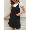 imageCUPSHE Fall Dresses for Women V Neck Plaid Sleeveless Wide Strpas Pockets Casual Pinafore Mini Overall DressBlack