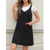 imageCUPSHE Fall Dresses for Women V Neck Plaid Sleeveless Wide Strpas Pockets Casual Pinafore Mini Overall DressBlack
