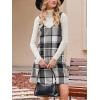 imageCUPSHE Fall Dresses for Women V Neck Plaid Sleeveless Wide Strpas Pockets Casual Pinafore Mini Overall DressBlack Plaid