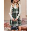 imageCUPSHE Fall Dresses for Women V Neck Plaid Sleeveless Wide Strpas Pockets Casual Pinafore Mini Overall DressGreen Plaid