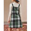 imageCUPSHE Fall Dresses for Women V Neck Plaid Sleeveless Wide Strpas Pockets Casual Pinafore Mini Overall DressGreen Plaid