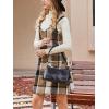 imageCUPSHE Fall Dresses for Women V Neck Plaid Sleeveless Wide Strpas Pockets Casual Pinafore Mini Overall DressKhaki Plaid