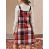 imageCUPSHE Fall Dresses for Women V Neck Plaid Sleeveless Wide Strpas Pockets Casual Pinafore Mini Overall DressRed Plaid
