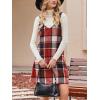 imageCUPSHE Fall Dresses for Women V Neck Plaid Sleeveless Wide Strpas Pockets Casual Pinafore Mini Overall DressRed Plaid