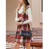 imageCUPSHE Fall Dresses for Women V Neck Plaid Sleeveless Wide Strpas Pockets Casual Pinafore Mini Overall DressRed Plaid