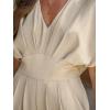 imageCUPSHE One Piece Jumpsuits for Women Casual Summer V Neck Batwing Sleeve Wide Leg Elegant Overalls Sexy Vacation OutfitsBeige