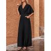 imageCUPSHE One Piece Jumpsuits for Women Casual Summer V Neck Batwing Sleeve Wide Leg Elegant Overalls Sexy Vacation OutfitsBlack