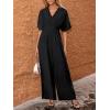 imageCUPSHE One Piece Jumpsuits for Women Casual Summer V Neck Batwing Sleeve Wide Leg Elegant Overalls Sexy Vacation OutfitsBlack