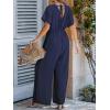 imageCUPSHE One Piece Jumpsuits for Women Casual Summer V Neck Batwing Sleeve Wide Leg Elegant Overalls Sexy Vacation OutfitsDark Blue