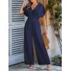 imageCUPSHE One Piece Jumpsuits for Women Casual Summer V Neck Batwing Sleeve Wide Leg Elegant Overalls Sexy Vacation OutfitsDark Blue