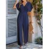 imageCUPSHE One Piece Jumpsuits for Women Casual Summer V Neck Batwing Sleeve Wide Leg Elegant Overalls Sexy Vacation OutfitsDark Blue
