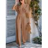 imageCUPSHE One Piece Jumpsuits for Women Casual Summer V Neck Batwing Sleeve Wide Leg Elegant Overalls Sexy Vacation OutfitsKhaki