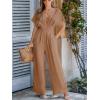 imageCUPSHE One Piece Jumpsuits for Women Casual Summer V Neck Batwing Sleeve Wide Leg Elegant Overalls Sexy Vacation OutfitsKhaki
