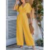 imageCUPSHE One Piece Jumpsuits for Women Casual Summer V Neck Batwing Sleeve Wide Leg Elegant Overalls Sexy Vacation OutfitsSand