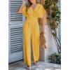 imageCUPSHE One Piece Jumpsuits for Women Casual Summer V Neck Batwing Sleeve Wide Leg Elegant Overalls Sexy Vacation OutfitsSand