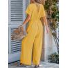 imageCUPSHE One Piece Jumpsuits for Women Casual Summer V Neck Batwing Sleeve Wide Leg Elegant Overalls Sexy Vacation OutfitsSand
