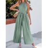 imageCUPSHE One Piece Jumpsuits for Women Dressy Casual Sleeveless Halter Neck High Waist Wide Leg Rompers Jumpers Vacation Summer Outfits