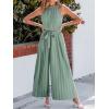 imageCUPSHE One Piece Jumpsuits for Women Dressy Casual Sleeveless Halter Neck High Waist Wide Leg Rompers Jumpers Vacation Summer Outfits