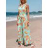 imageCUPSHE Women One Shoulder Summer Jumpsuit with Pocket Elastic Waist Tie Overall Wide Leg Casual Beach Holiday RomperTropical Mint