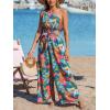 imageCUPSHE Women One Shoulder Summer Jumpsuit with Pocket Elastic Waist Tie Overall Wide Leg Casual Beach Holiday RomperTropical Multicolor