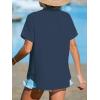 imageCUPSHE Women Summe Tops V Neck Blouses Short Sleeves Lace Shirt Button Front Tee Work Vacation OutfitsBlue