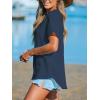 imageCUPSHE Women Summe Tops V Neck Blouses Short Sleeves Lace Shirt Button Front Tee Work Vacation OutfitsBlue