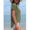 imageCUPSHE Women Summe Tops V Neck Blouses Short Sleeves Lace Shirt Button Front Tee Work Vacation OutfitsGreen