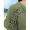 imageCUPSHE Women Summe Tops V Neck Blouses Short Sleeves Lace Shirt Button Front Tee Work Vacation OutfitsGreen