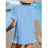 imageCUPSHE Women Summe Tops V Neck Blouses Short Sleeves Lace Shirt Button Front Tee Work Vacation OutfitsLight Blue