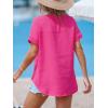 imageCUPSHE Women Summe Tops V Neck Blouses Short Sleeves Lace Shirt Button Front Tee Work Vacation OutfitsPink