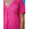 imageCUPSHE Women Summe Tops V Neck Blouses Short Sleeves Lace Shirt Button Front Tee Work Vacation OutfitsPink