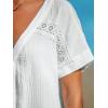 imageCUPSHE Women Summe Tops V Neck Blouses Short Sleeves Lace Shirt Button Front Tee Work Vacation OutfitsWhite