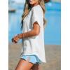 imageCUPSHE Women Summe Tops V Neck Blouses Short Sleeves Lace Shirt Button Front Tee Work Vacation OutfitsWhite