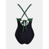 imageCUPSHE Women Swimsuit One Piece Bathing Suit Tummy Control V Neck Crisscross Wide Straps Self Tie Lace UpDark GreenBlack