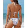 imageCUPSHE Womens Bikini Sets Halter V Neck Self Tied Adjustable Straps Bathing Suit Low Waisted Bottom Side DrawstringBlue Paisley