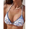imageCUPSHE Womens Bikini Sets Halter V Neck Self Tied Adjustable Straps Bathing Suit Low Waisted Bottom Side DrawstringBlue Paisley