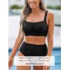 imageCUPSHE Womens Bikini Sets Two Piece Bathing Suit High Waisted Square Neck Adjustable Straps RuchedBlack