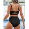 imageCUPSHE Womens Bikini Sets Two Piece Bathing Suit High Waisted Square Neck Adjustable Straps RuchedBlack