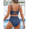imageCUPSHE Womens Bikini Sets Two Piece Bathing Suit High Waisted Square Neck Adjustable Straps RuchedBlueStripes